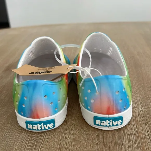 Native Shoes Jefferson Rainbow Tie Dye Slip On Tennis Shoes Child 12 13