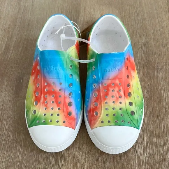 Native Shoes Jefferson Rainbow Tie Dye Slip On Tennis Shoes Child 12 13