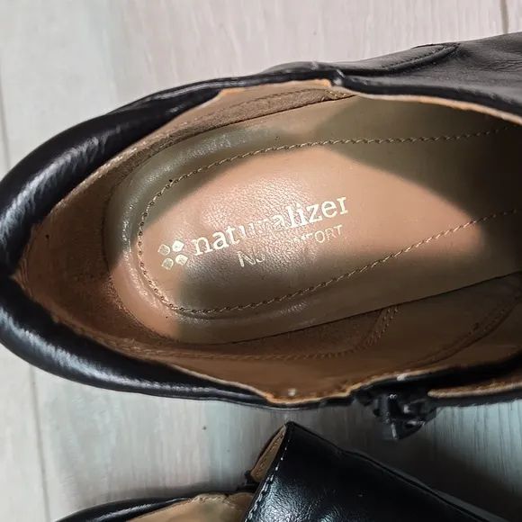 Naturalizer 5 Women's Neebo Leather Black Ankle Boots Shoes Sz 8.5M