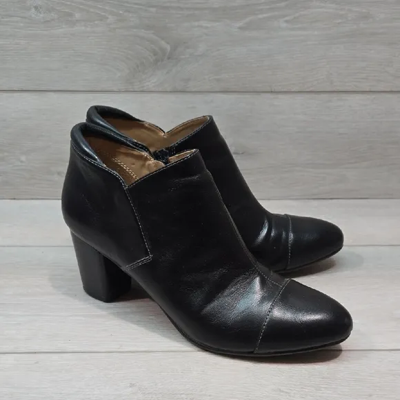 Naturalizer 5 Women's Neebo Leather Black Ankle Boots Shoes Sz 8.5M