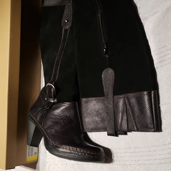Naturalizer N5 New DANDY Knee High Comfort Fashion Suede &amp; Leather Boot BLACK 10