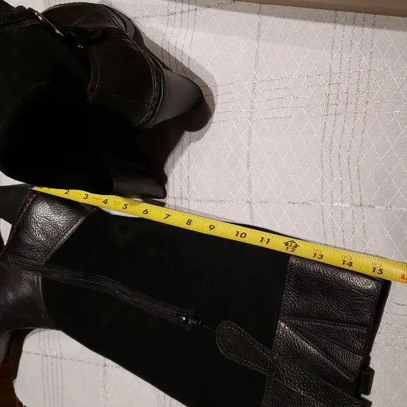 Naturalizer N5 New DANDY Knee High Comfort Fashion Suede &amp; Leather Boot BLACK 10