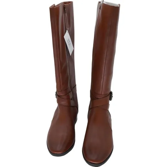 Naturalizer Rena Wide Calf Riding Boots in Cider Leather, Size 8.5 M