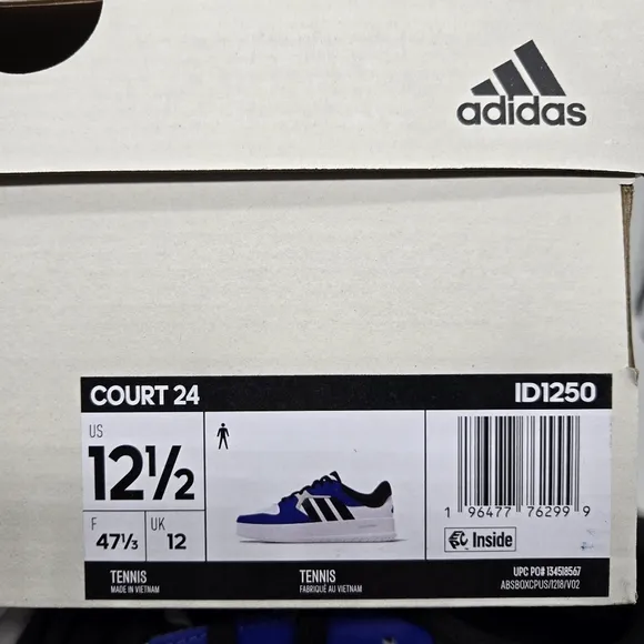 New adidas Court 24 'White Black Semi Lucid Blue' Men's Shoes Size 12.5