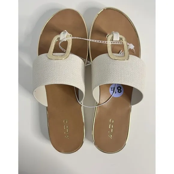 New Aldo Off White/Cream W Gold Accent Women's Shoes Size 8.5