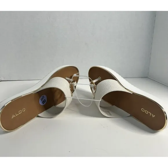 New Aldo Off White/Cream W Gold Accent Women's Shoes Size 8.5