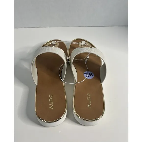 New Aldo Off White/Cream W Gold Accent Women's Shoes Size 8.5