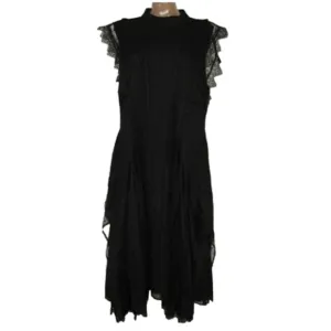 NEW ALLSAINTS Women's Midi Dress Black Size 8 Freya Lace Asymmetrical Sleeveless