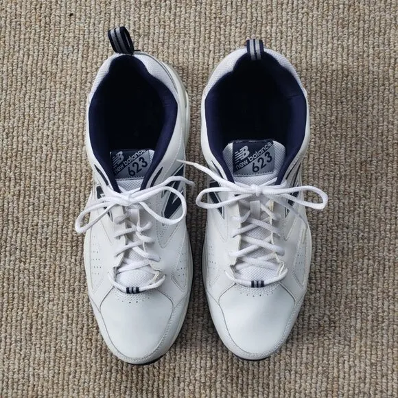 New Balance 623 White Leather Sneakers Men's 15 EEEE Style # MX623WN3