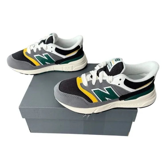 New Balance 997R Sneakers Shoes Little Kids Size 12 Grey Black Yellow Green