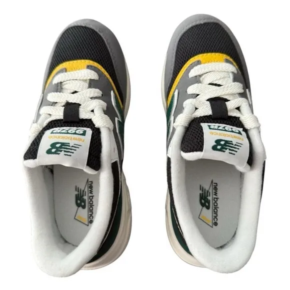 New Balance 997R Sneakers Shoes Little Kids Size 12 Grey Black Yellow Green