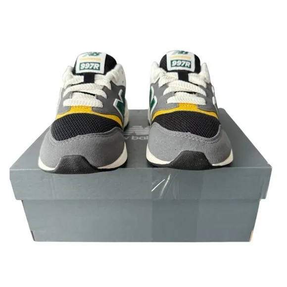 New Balance 997R Sneakers Shoes Little Kids Size 12 Grey Black Yellow Green