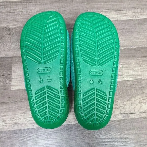 NEW CROCS CLASSIC TOWEL‎ SLIDE POOL COZY Men 8 Women 10 GREEN SHOWER SHOES