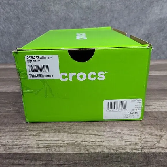 NEW CROCS CLASSIC TOWEL‎ SLIDE POOL COZY Men 8 Women 10 GREEN SHOWER SHOES