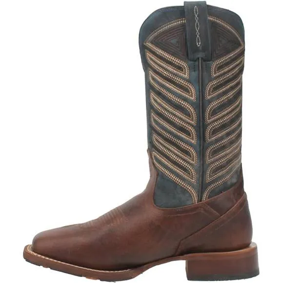 NEW DAN POST. men's ivan cowboy certified stockman boot in chocolate/blue