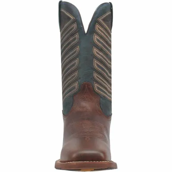 NEW DAN POST. men's ivan cowboy certified stockman boot in chocolate/blue