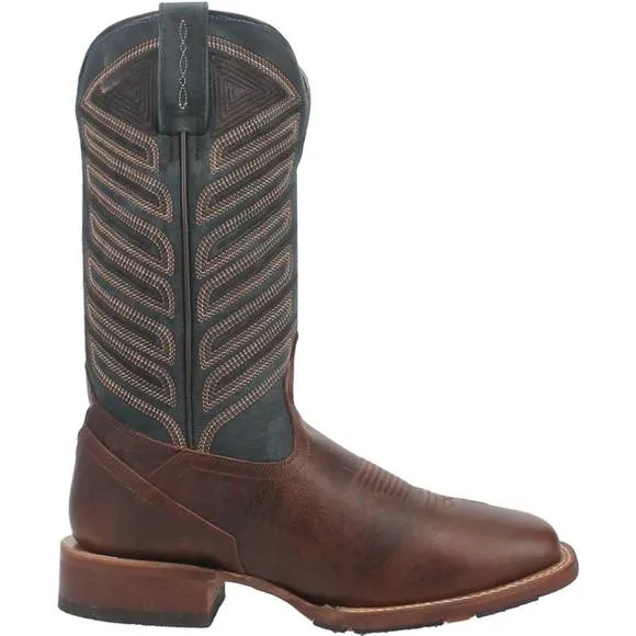 NEW DAN POST. men's ivan cowboy certified stockman boot in chocolate/blue