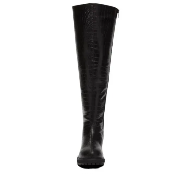 New Fashion to Figure Malia Over-The-Knee Black Crocodile Texture Boots Size 8W