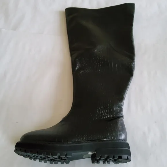 New Fashion to Figure Malia Over-The-Knee Black Crocodile Texture Boots Size 8W