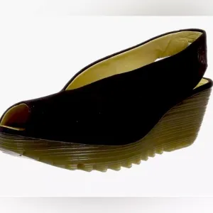 New Fly London Yazu Black Wedge Sandals42 (11-11.5)