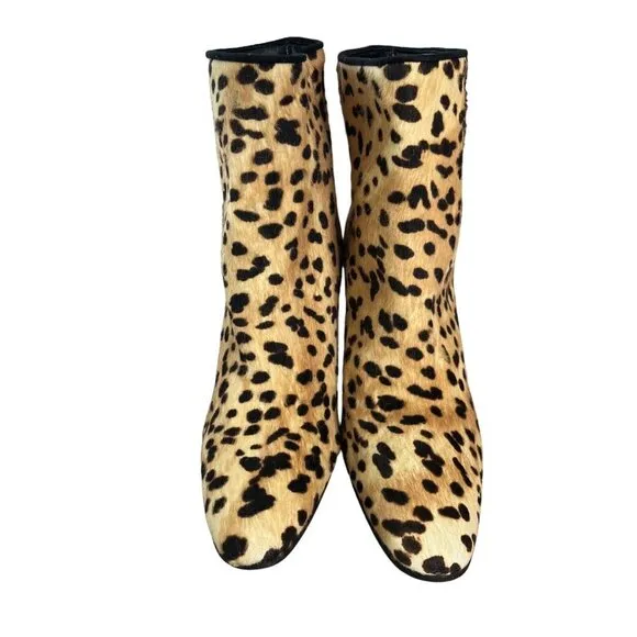 NEW Frame Le Rodeo Leopard Print Calf Hair Ankle Boots Size 37, US 6.5 NWOB