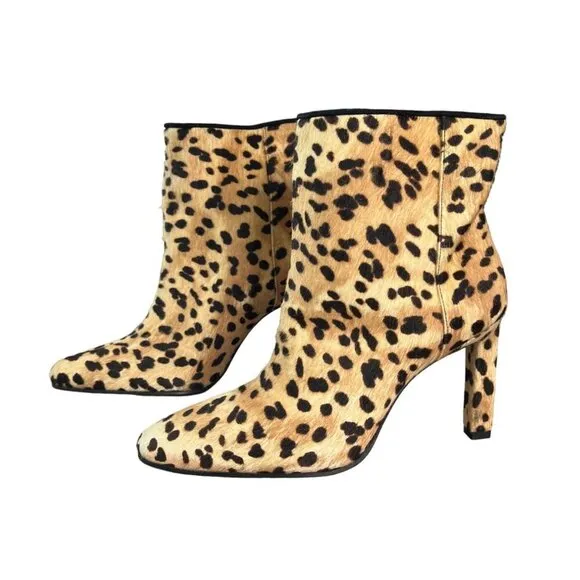 NEW Frame Le Rodeo Leopard Print Calf Hair Ankle Boots Size 37, US 6.5 NWOB