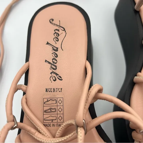 NEW Free People Georgie Lace Up Platform Sandal Nude Leather Sz 39/8.5 Women