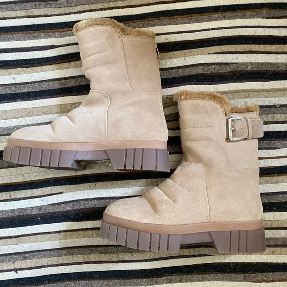 New Free People✨Fable Faux Fur Boot - Sand