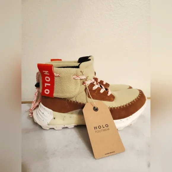 New Holo Brown Suede Beige Quorra Lace Up Hiking Sneakers Women's Shoe 10