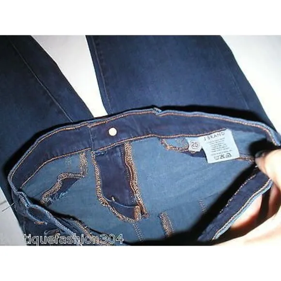 New J Brand Jeans Dark Blue Slim Skinny Womens 25 Fashion Designer USA