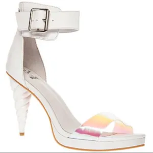 NEW !Jeffrey Campbell  Pegasus horn  Sandals White Iridescent  Shoes 10 …