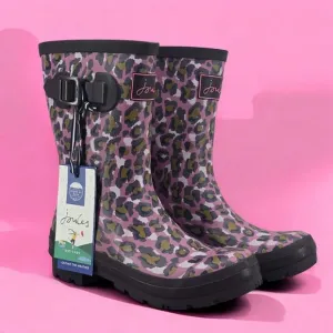 New Joules Rain Boots Mid‎ Calf Molly Welly Pink Leopard Size US: 6 UK: 4