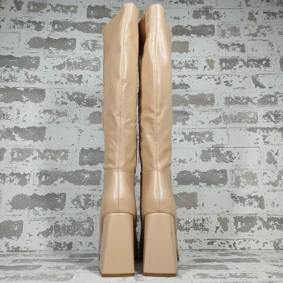 New Journee Collection Women's Mylah Cream Heeled Boots  O65