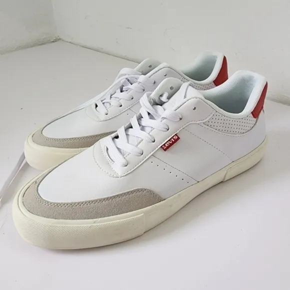 NEW LEVI'S Shoes Munro NewAmericana Sneakers White Red Gray Size 10