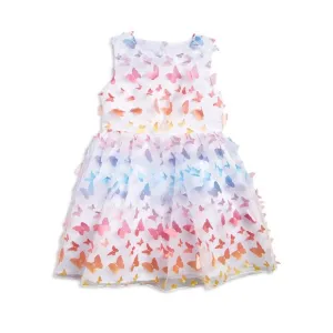 New Little Angels Girls' 3D Butterfly Appliqué Mesh Dress Nordstrom Size 6 $68