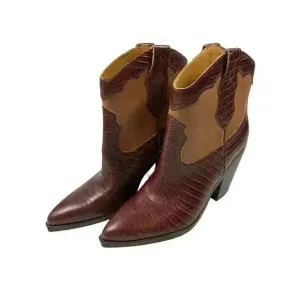 NEW Marc Fisher Gona Western Bootie - Brown Leather - 7.5 - Free Shipping