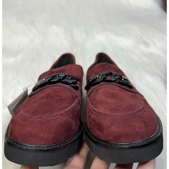 NEW Mephisto Women's Size 11 Cordovan Red Suede Salka Chain Detail‎ Loafer Shoes