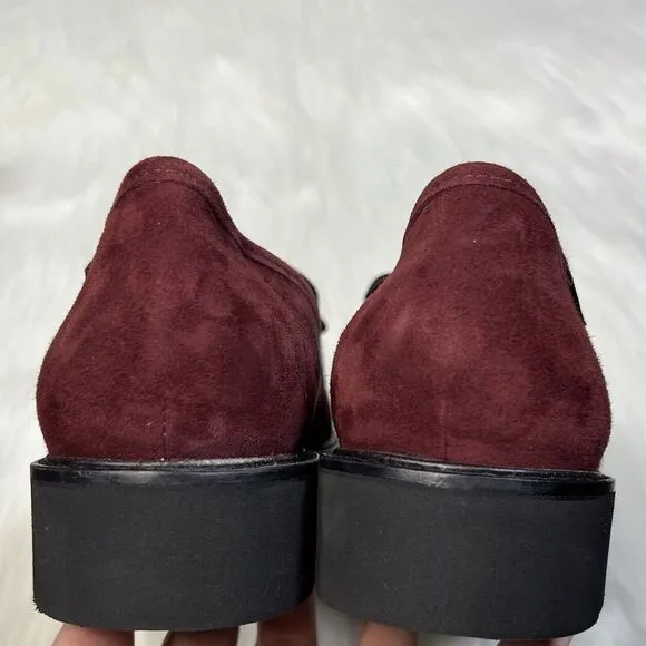 NEW Mephisto Women's Size 11 Cordovan Red Suede Salka Chain Detail‎ Loafer Shoes