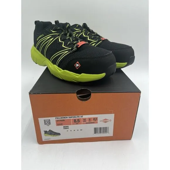NEW Merrell FULLBENCH SUPERLITE AT Men's Work Shoes Black US Size 8.5 NIB