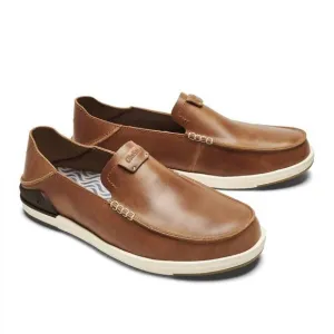 NEW OLUKAI men's kakaha leather slip-on shoes in fox/fox