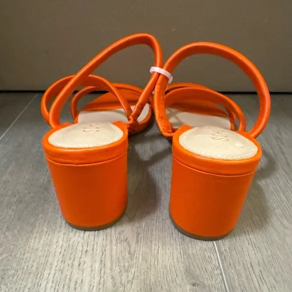 NEW! Schutz Bright Orange Olly Block Heel Leather Sandals - Size 7.5