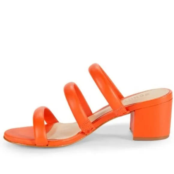 NEW! Schutz Bright Orange Olly Block Heel Leather Sandals - Size 7.5