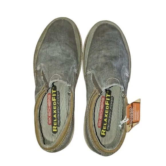 New Skechers Men's Expected Avillo Relaxed-Fit Khaki Slip-On 64109/Gray Size 9.5