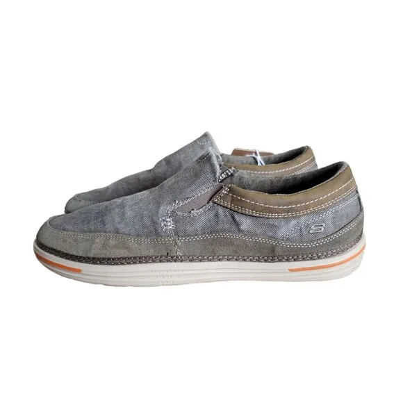 New Skechers Men's Expected Avillo Relaxed-Fit Khaki Slip-On 64109/Gray Size 9.5