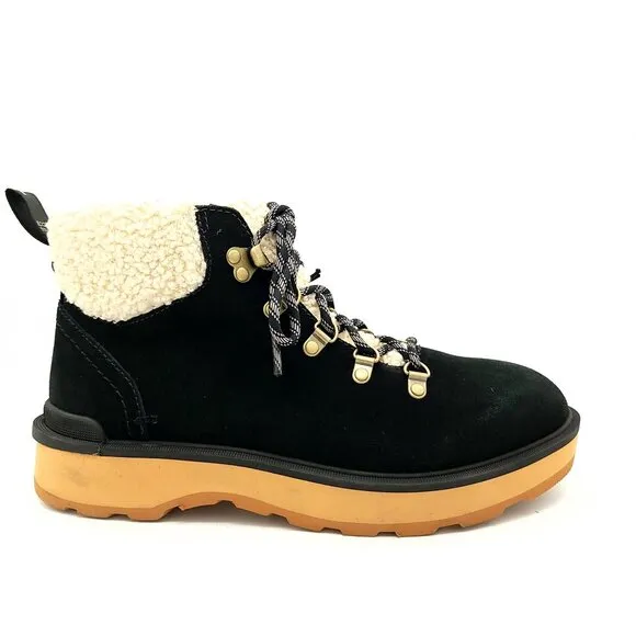 NEW Sorel Hi Line Hiker Cozy Boots Womens 8.5 Lace Up Black Suede Boho Chic City
