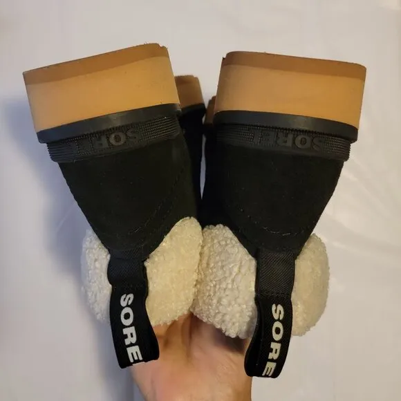 NEW Sorel Hi Line Hiker Cozy Boots Womens 8.5 Lace Up Black Suede Boho Chic City