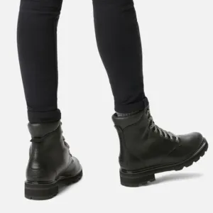 NEW! Sorel Lennox Black Leather Lace Up Waterproof Boots Size 7