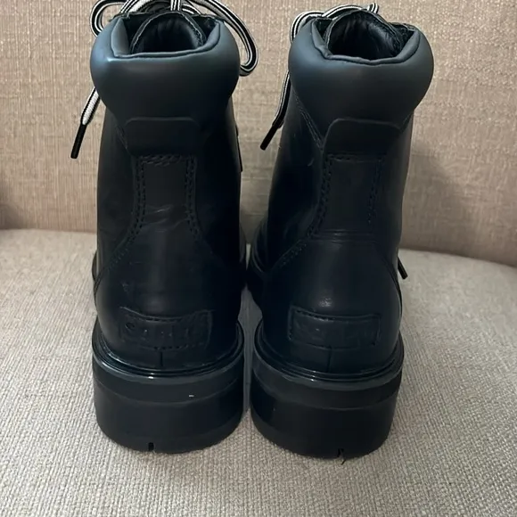 NEW! Sorel Lennox Black Leather Lace Up Waterproof Boots Size 7