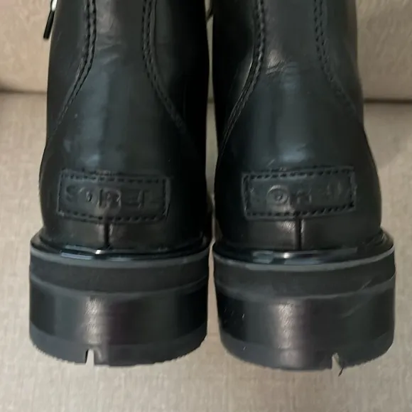NEW! Sorel Lennox Black Leather Lace Up Waterproof Boots Size 7