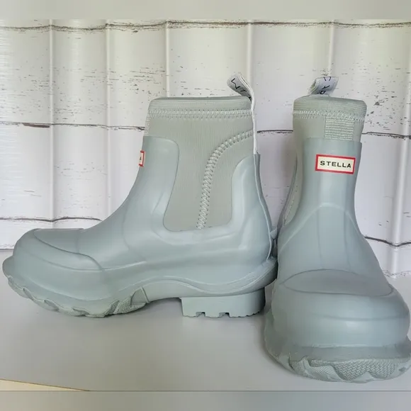 New Stella McCartney x Hunter Ltd. Collection Ankle Powder Blue Rain Boots Sz 5
